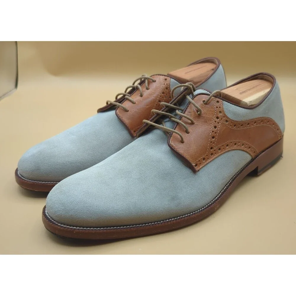 Johnston & Murphy Saddle Oxfords Men's Sz 11 Brown Leather/Cream Nubuck Suede